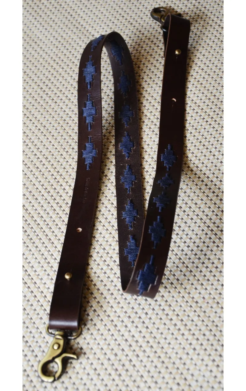 Anse - ROMBO NAVY _Cuir Marron 2,5 cm