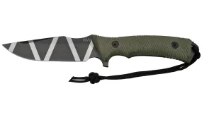 ANV Knives M311 SPELTER DLC Camo Elmax, Olive Micarta Handle, Black Kydex Sheath, couteau de survie