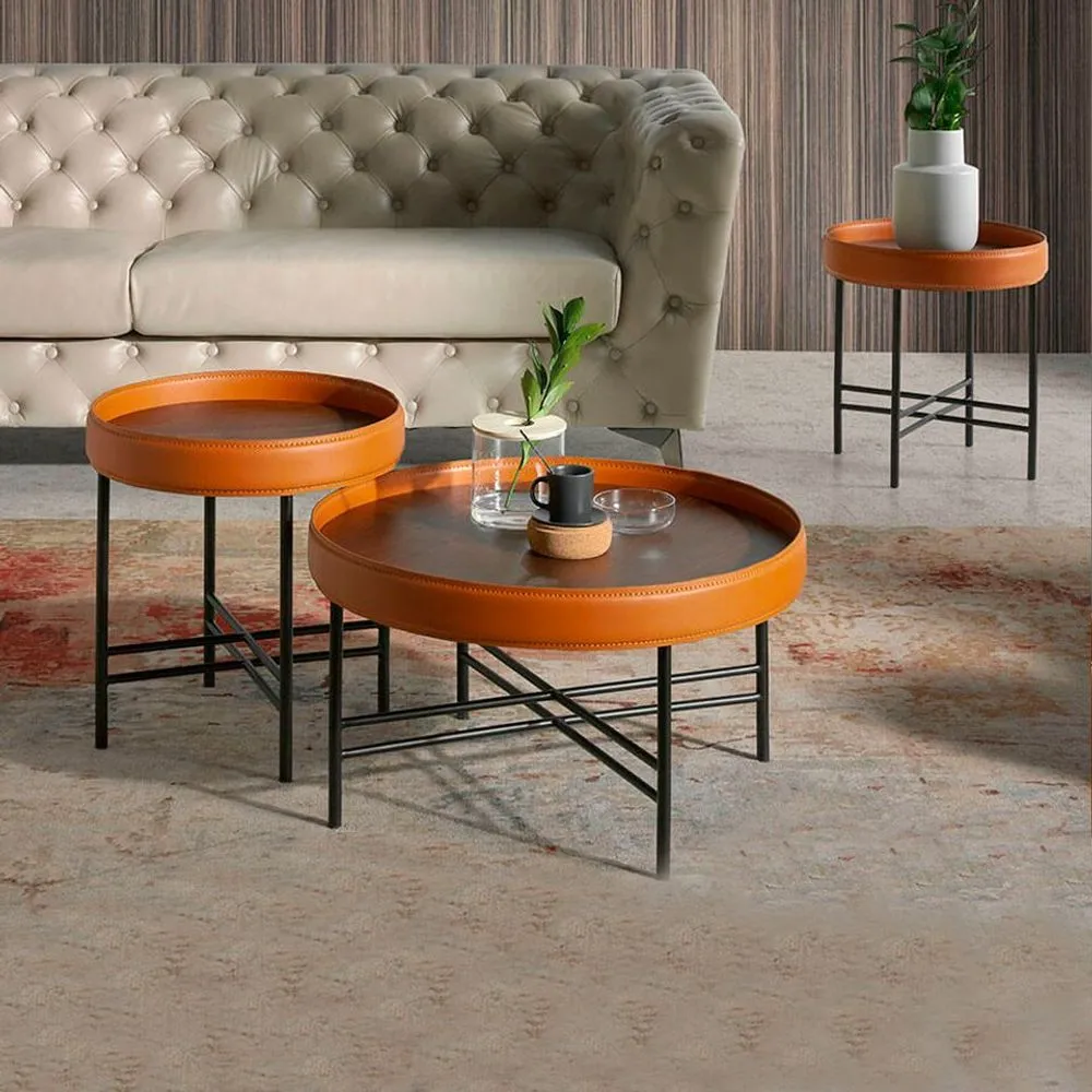 Cowhide coffee table cognac