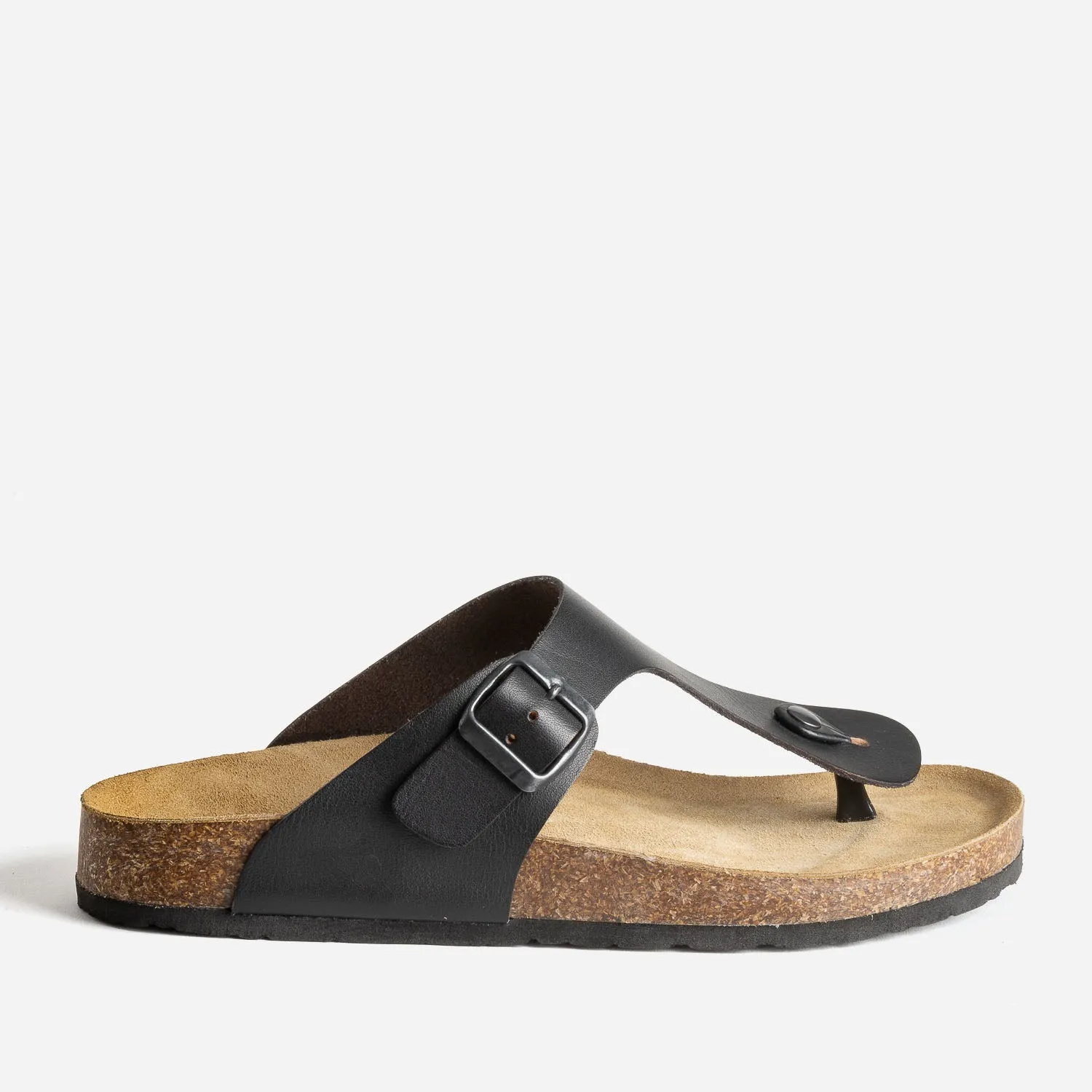 Mule-tong anatomique noire en cuir - Nu-pieds / Sandales Homme | ERAM