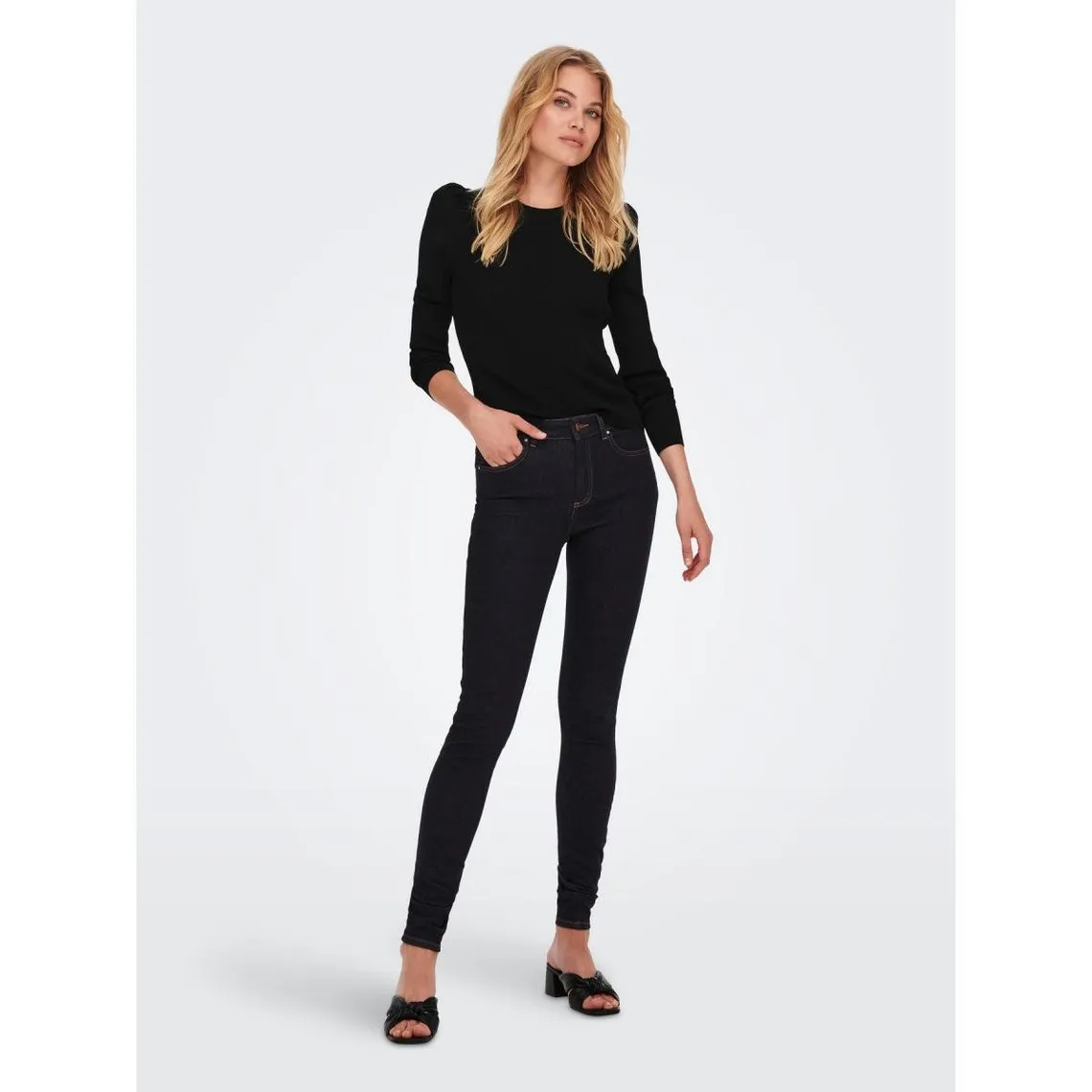 Pull en maille Col rond Manches longues Bord net Longueur regular noir | 3 Suisses
