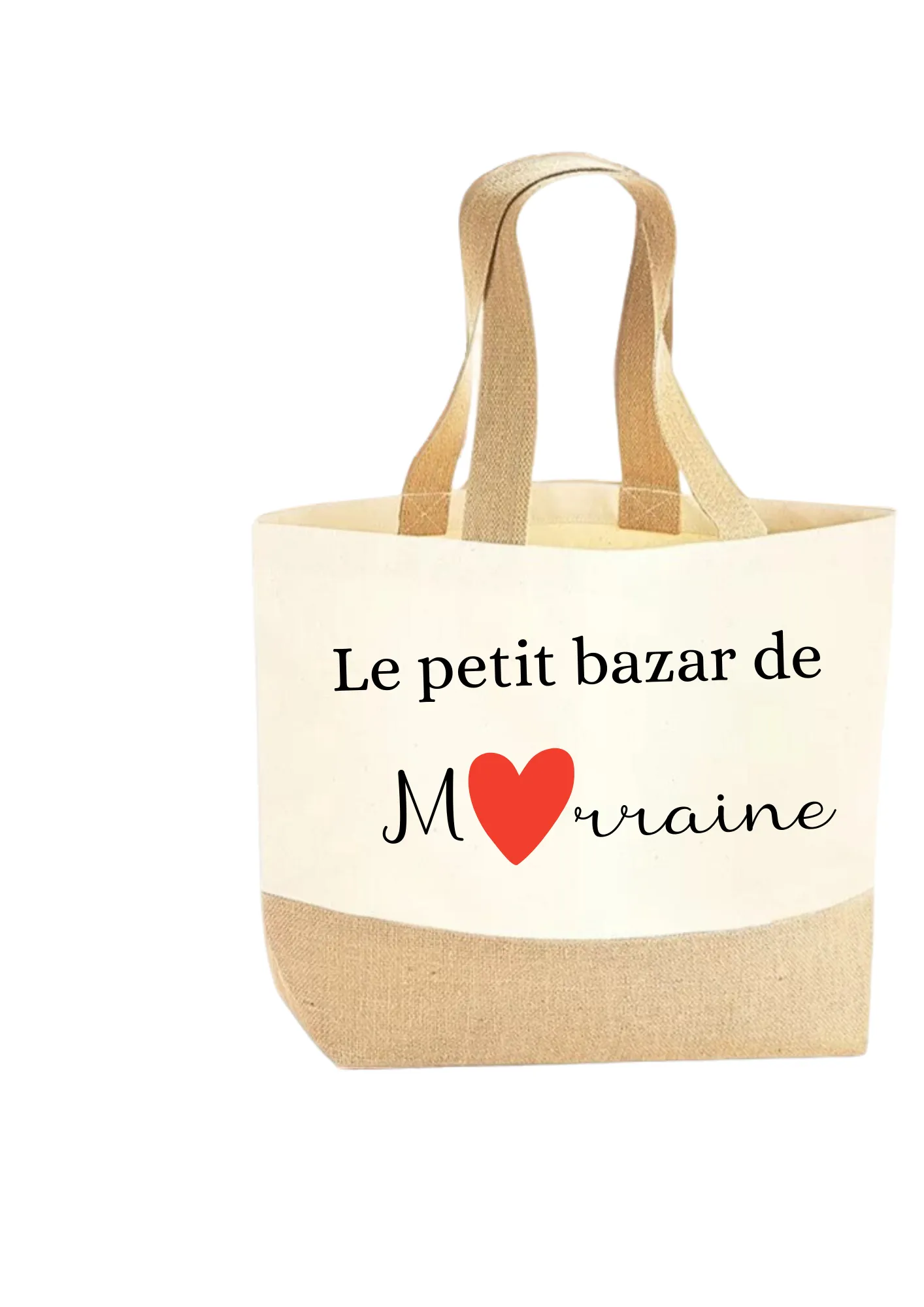 Sac cabas en toile coeur rouge 
