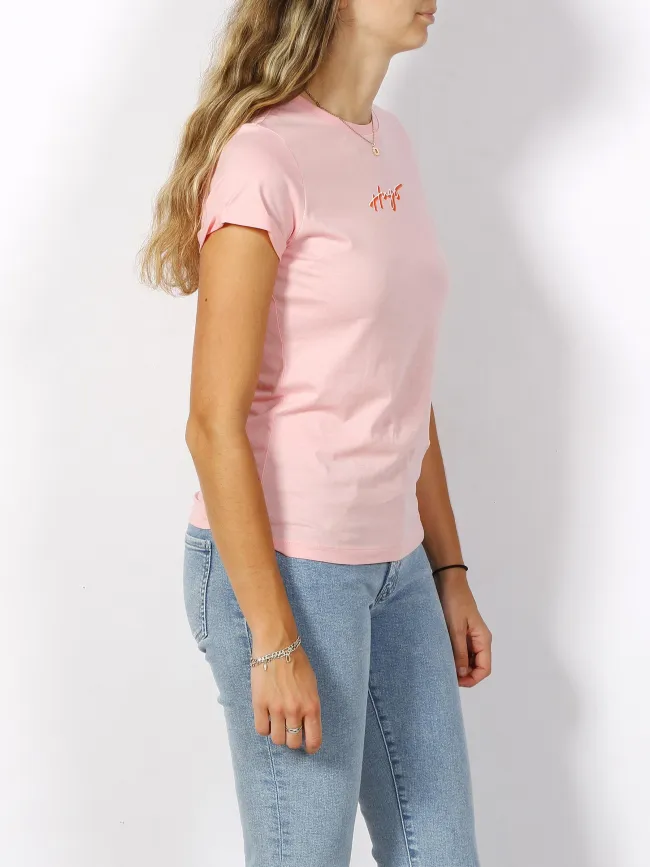 T-shirt slim logo signature rose femme - Hugo  | wimod