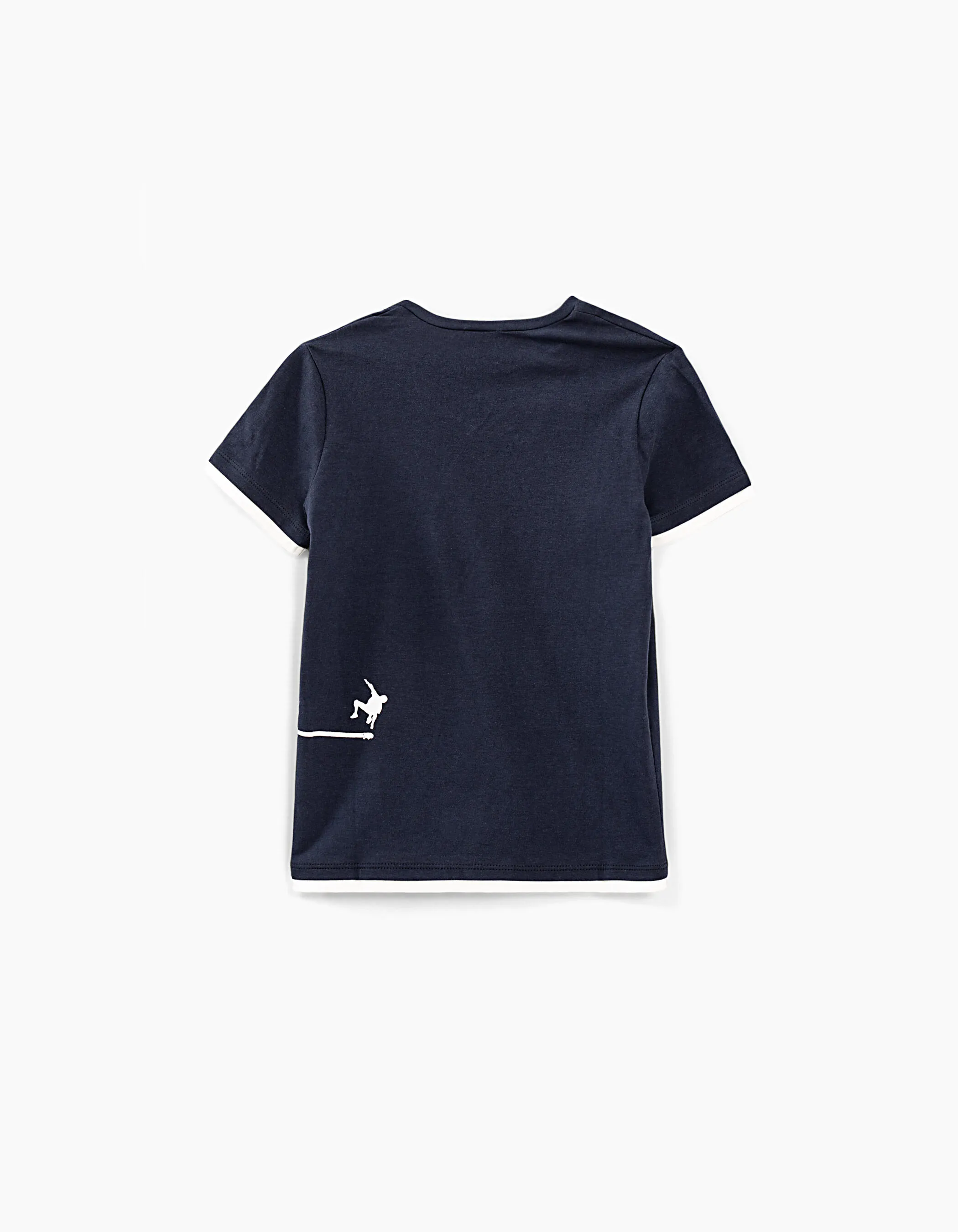 Tee-shirt navy à rayures gomme et message garçon 