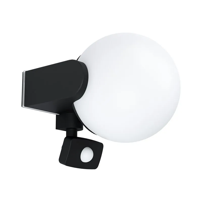 Zwarte moderne buitenlamp met bewegingssensor, Lydia, aluminium, met bewegingssensor