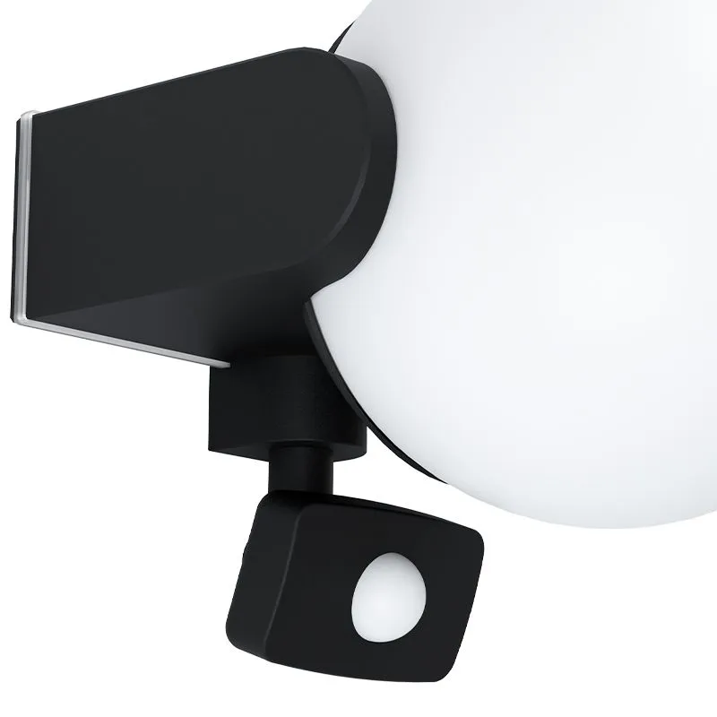 Zwarte moderne buitenlamp met bewegingssensor, Lydia, aluminium, met bewegingssensor